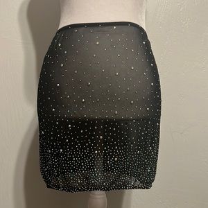 NWOT Small rhinestone mesh mini skirt
